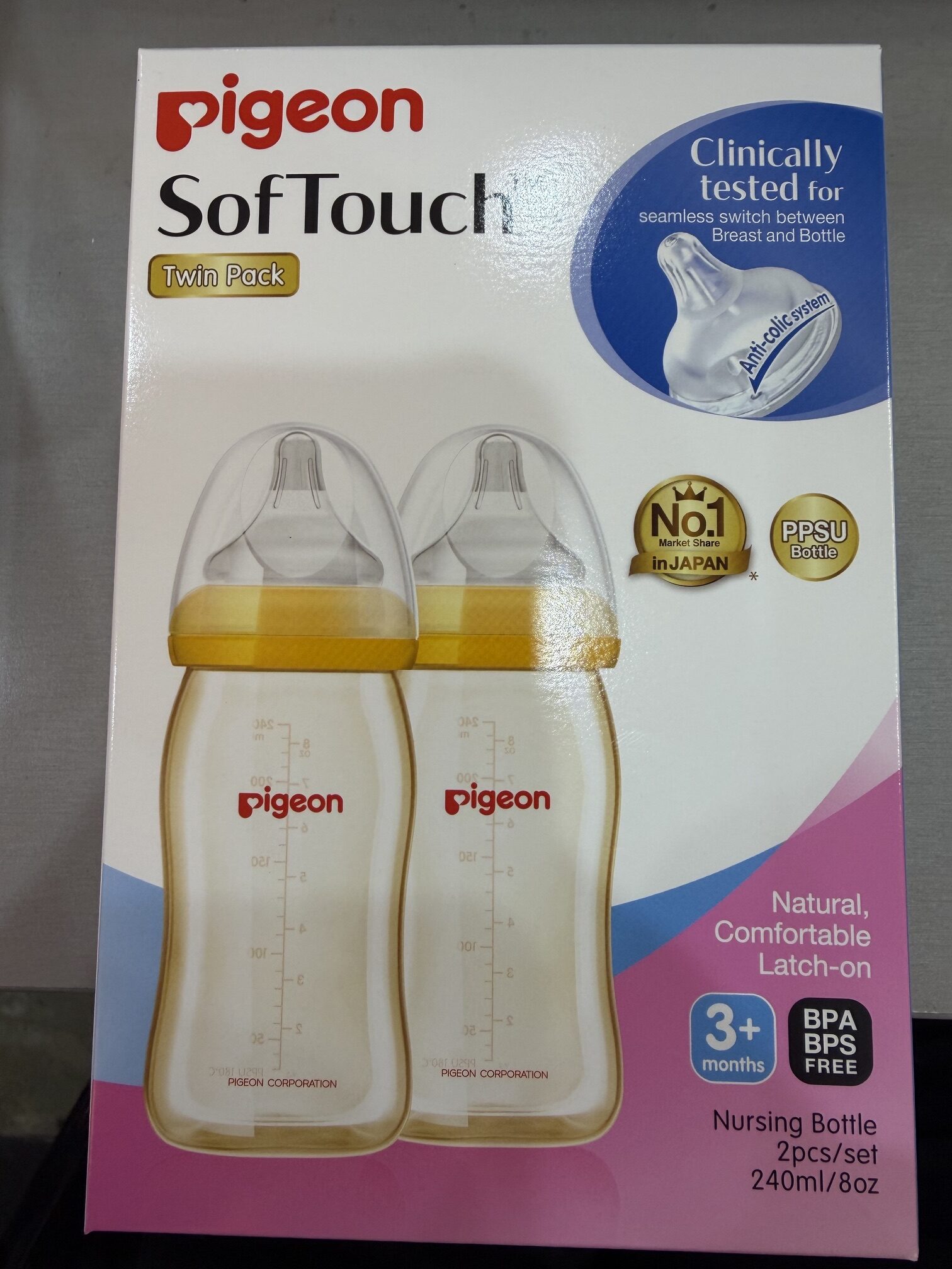 Pigeon SofTouch Bottle PP 240ml Twin Pack